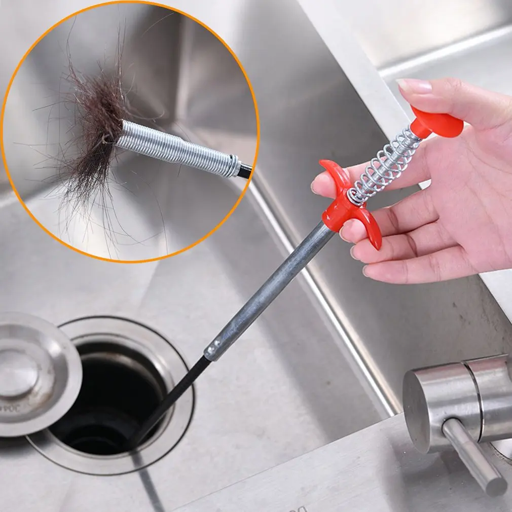 

160CM Drain Cleaner Sticks Metal Wire Clog Remover Cleaning Tools Sewer Cleaning Hook Bathroom Kitchen Sink Cleaning Brush Pipe