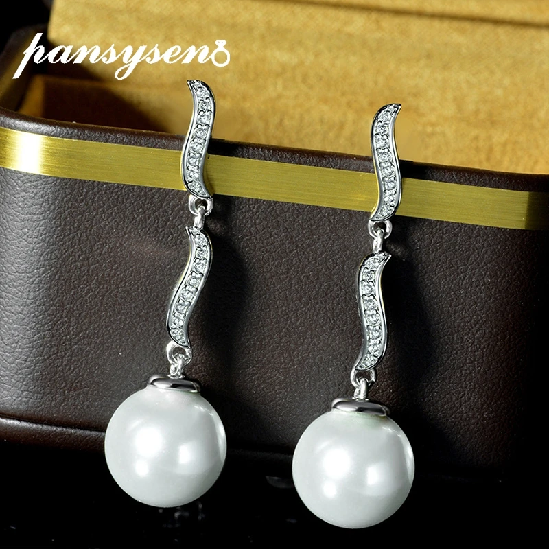 PANSYSEN 100% 925 Sterling Silver 12MM Round Cut Pearl Dangle Drop Earrings for Women Wedding Engagement Fine Jewelry Gifts
PANSYSEN 100% 925 Sterling Silver 12MM Round Cut Pearl Dangle Drop Earrings for Women Wedding Engagement Fine Jewelry Gifts