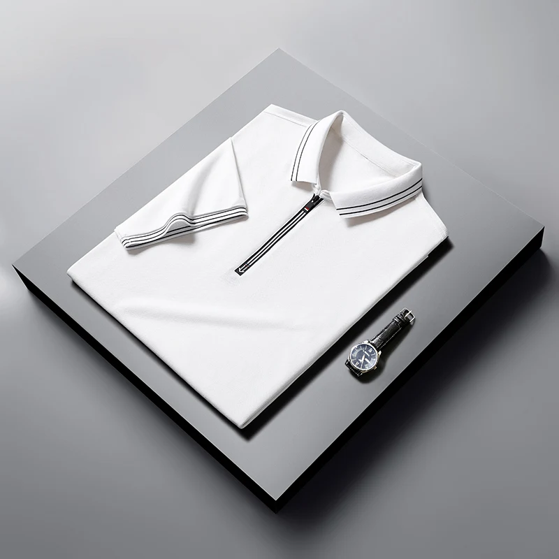 2022 Summer POLO Shirts for Men Short Sleeve Lapel Zipper Tops Business Formal Social T-shirts Fashion Casual Slim Man Clothing 
2022 Summer POLO Shirts for Men Short Sleeve Lapel Zipper Tops Business Formal Social T-shirts Fashion Casual Slim Man Clothing