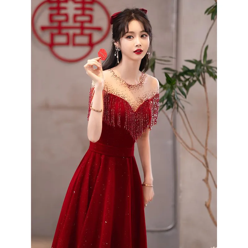Toast Suit Wine Red Small Wedding High-Fashion Edge Engagement Evening Dress For Women
Toast Suit Wine Red Small Wedding High-Fashion Edge Engagement Evening Dress For Women
