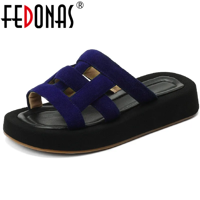 FEDONAS High Quality Women Sandals Kid Suede Flats Platforms Comfortable Casual Slippers Summer Fashion New Hollow Shoes Woman
FEDONAS High Quality Women Sandals Kid Suede Flats Platforms Comfortable Casual Slippers Summer Fashion New Hollow Shoes Woman