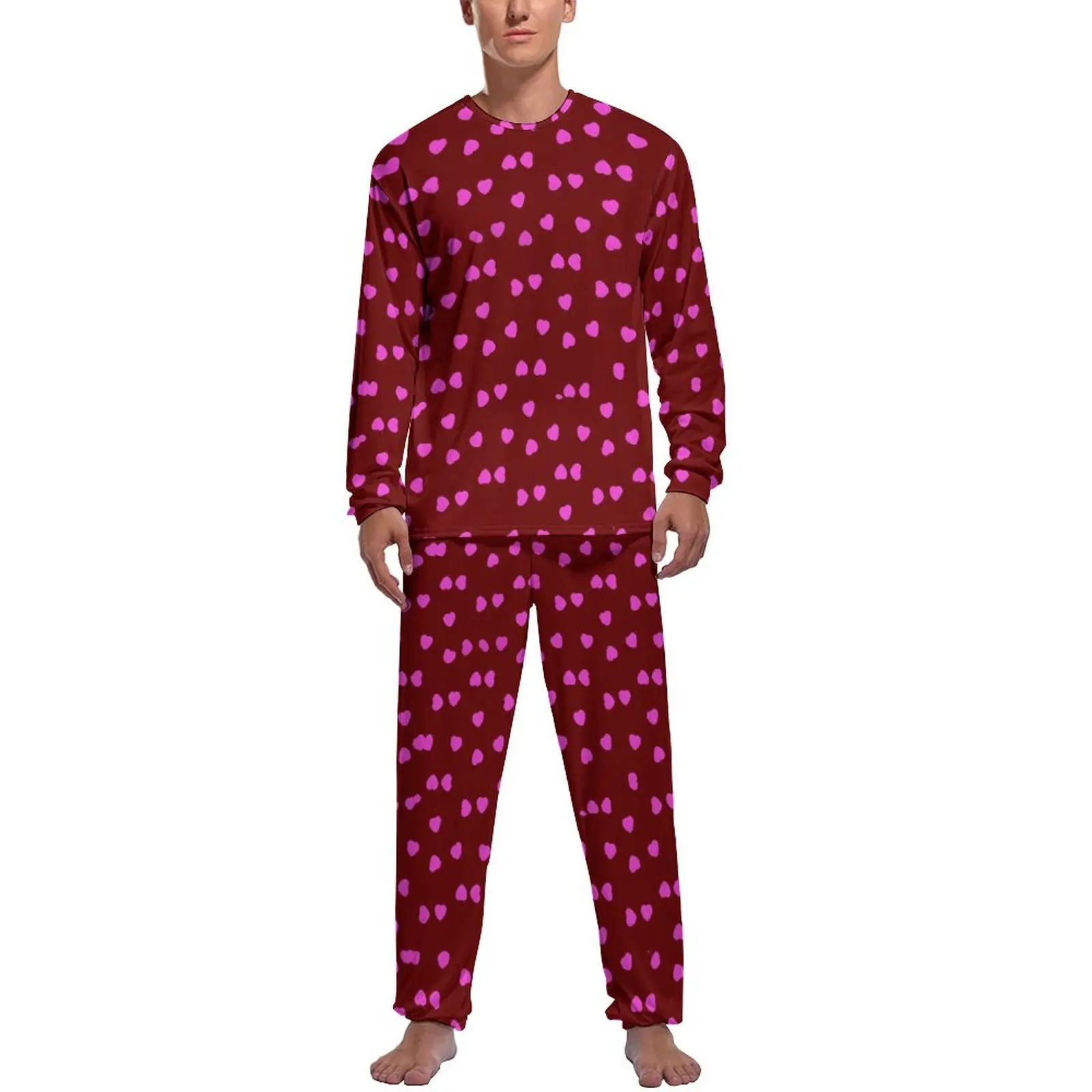 Pink Hearts Pirnt Pajamas Men Happy Valentine Lovely Sleepwear Spring Long Sleeves 2 Pieces Casual Graphic Pajama Sets
Pink Hearts Pirnt Pajamas Men Happy Valentine Lovely Sleepwear Spring Long Sleeves 2 Pieces Casual Graphic Pajama Sets