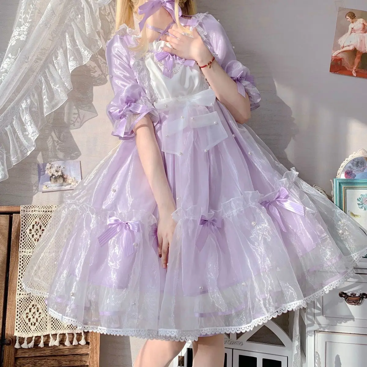 Japanese Sweet Vintage Victorian Kawaii Lolita Dress Pearl Princess OP Summer Tea Party Kawaii Gothic Palace Dream Fairy Dress
Japanese Sweet Vintage Victorian Kawaii Lolita Dress Pearl Princess OP Summer Tea Party Kawaii Gothic Palace Dream Fairy Dress