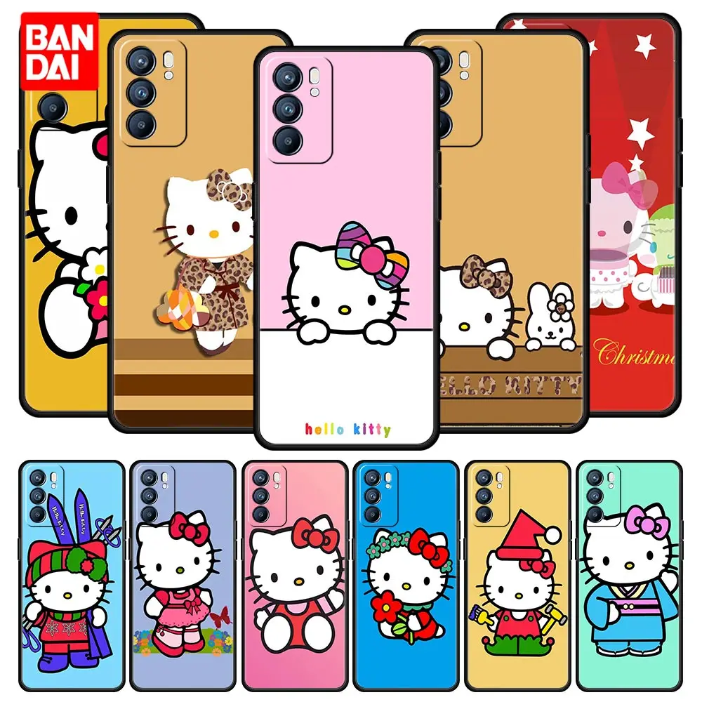 

Hello Kitty Classic Case for Oppo A3s A5s A9 A15 A31 A52 A53 A54 A74 A93 A94 F19 Pro 4G Cover Capinha Silicone Luxury Funda Capa