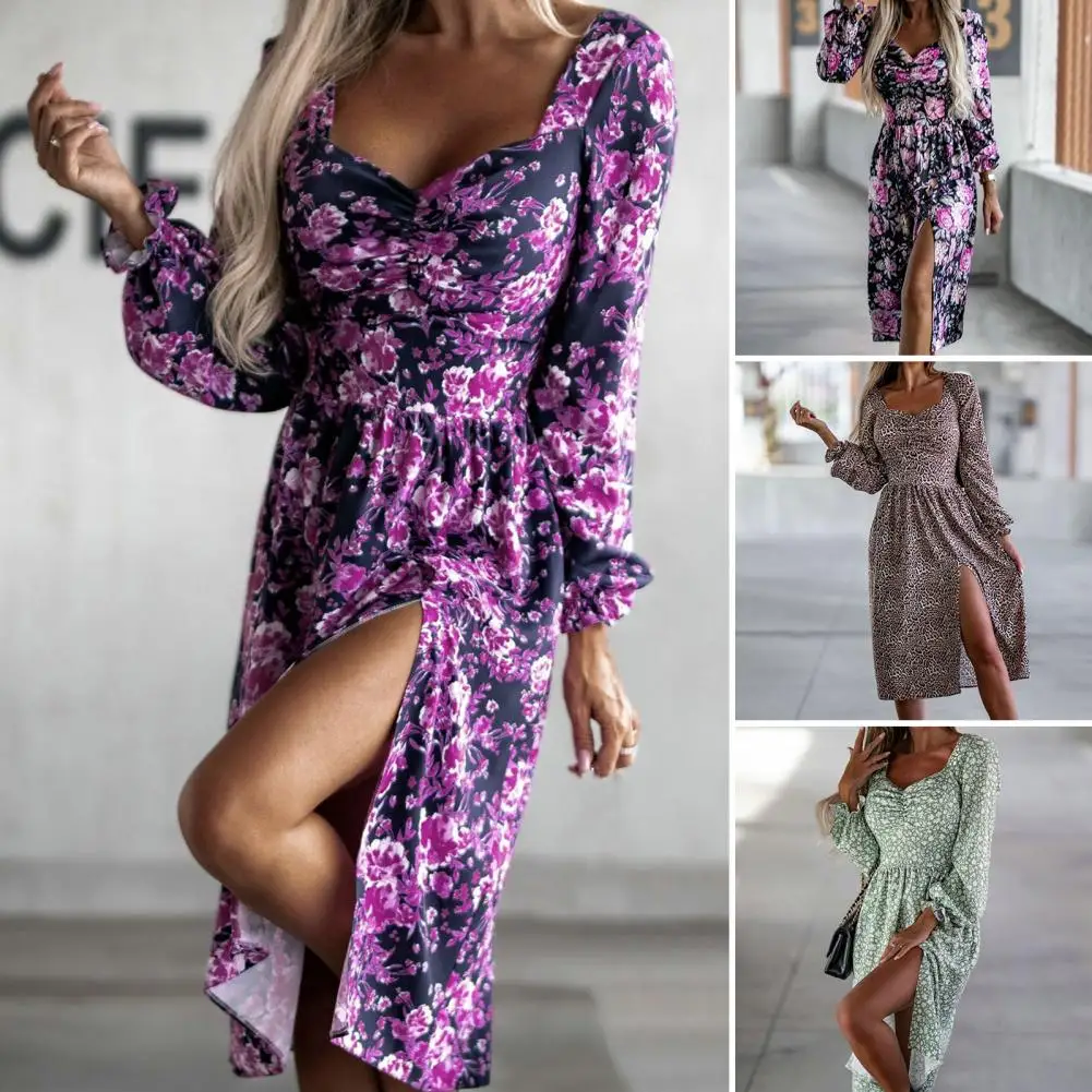 Женское винтажное платье с V-образным вырезом, длинным рукавом и разрезом
Женское винтажное платье с V-образным вырезом, длинным рукавом и разрезом