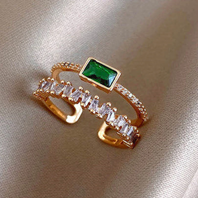 UILZ Luxury Opening Rings for Women Double Layer Green Zircon Adjustable Finger Ring Girl Party Anniversary Aesthetics Jewelry
UILZ Luxury Opening Rings for Women Double Layer Green Zircon Adjustable Finger Ring Girl Party Anniversary Aesthetics Jewelry