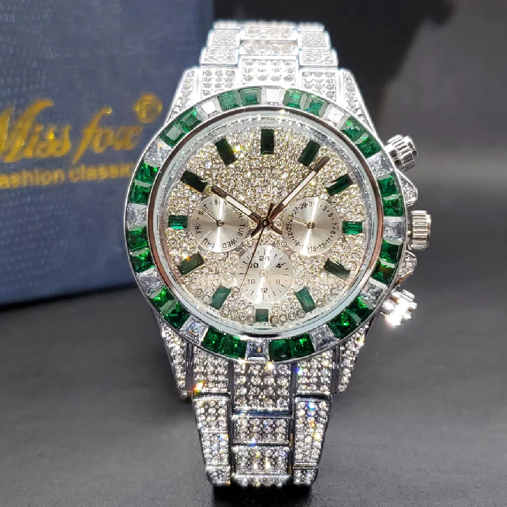 Green Watch For Men Full Icedout Diamond Luxury Style Hip Hop Watches Chronograph Expensive Clock Power By Battery Dropshipping
Green Watch For Men Full Icedout Diamond Luxury Style Hip Hop Watches Chronograph Expensive Clock Power By Battery Dropshipping