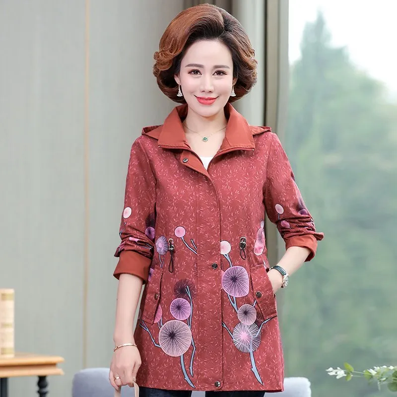 Middle-aged and Elderly Women's Trench Coat NEW Spring Autumn Coat Mid-Long Hooded Printing Casual Large Size Outwear
Middle-aged and Elderly Women's Trench Coat NEW Spring Autumn Coat Mid-Long Hooded Printing Casual Large Size Outwear