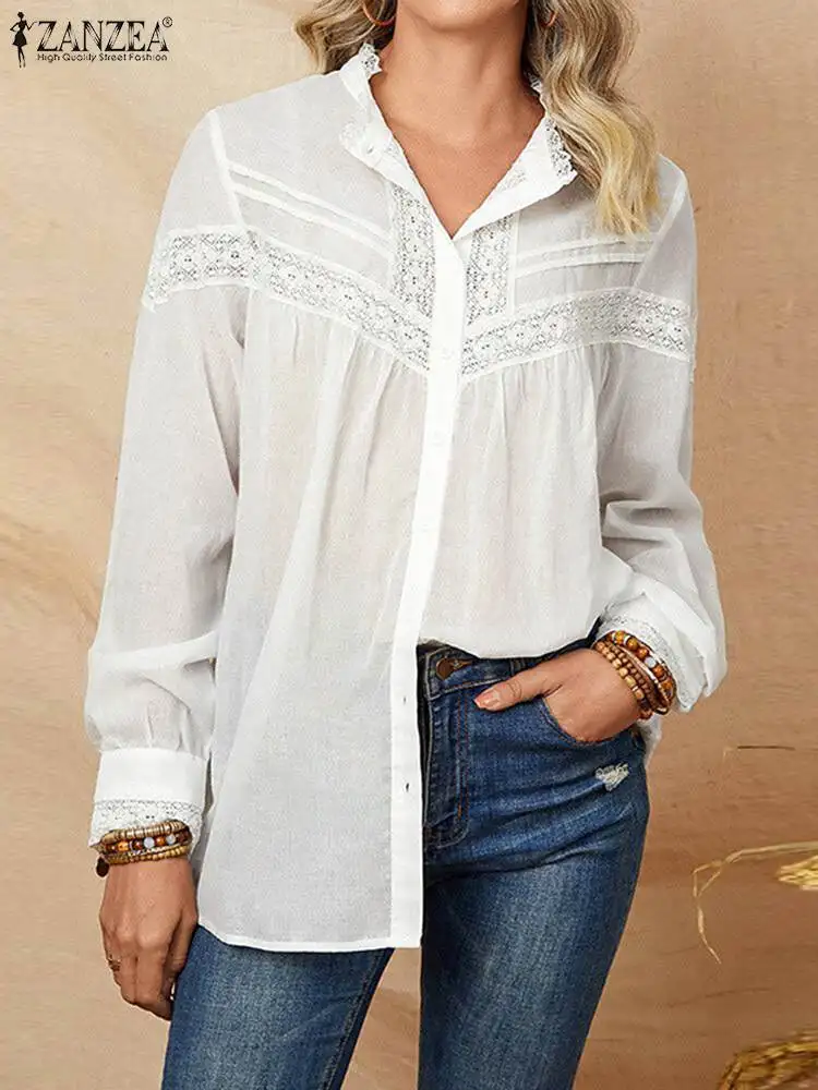 Модная кружевная Лоскутная Блузка ZANZEA, элегантная белая рубашка, Женская Повседневная Блузка 2023 с длинным рукавом и круглым вырезом, офисные женские топы
Модная кружевная Лоскутная Блузка ZANZEA, элегантная белая рубашка, Женская Повседневная Блузка 2023 с длинным рукавом и круглым вырезом, офисные женские топы