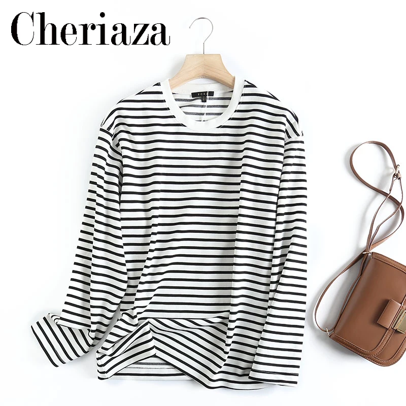 Women Spring Autumn Crew Neck Classic Style Striped Cotton T Shirt Long Sleeves O Neck Tees Ladies Casual Wild Tee Shirt Female
Women Spring Autumn Crew Neck Classic Style Striped Cotton T Shirt Long Sleeves O Neck Tees Ladies Casual Wild Tee Shirt Female