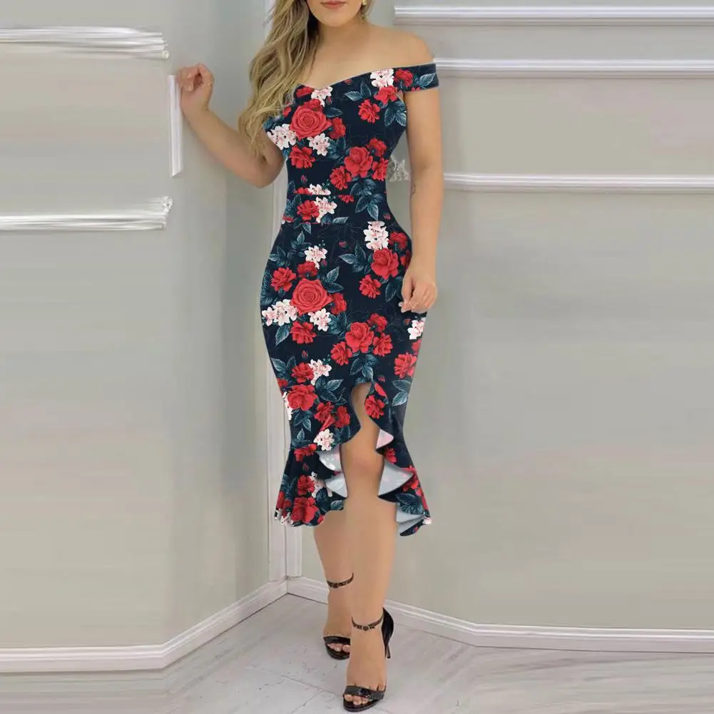 Women Dress Off Shoulder Temperament Floral Sleeveless Slit Hem Dress Formal Dress for Daily Wear
Women Dress Off Shoulder Temperament Floral Sleeveless Slit Hem Dress Formal Dress for Daily Wear