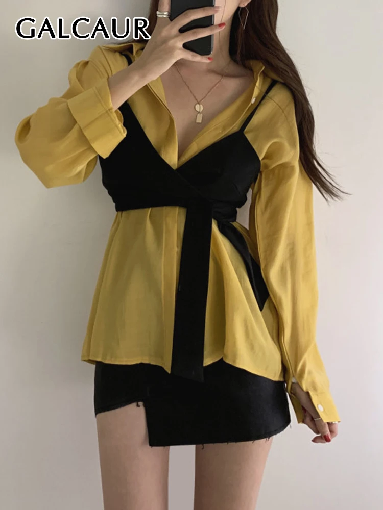 GALCAUR Sexy Two Piece Sets For Women Lapel Solid Shirt Sleeveless Backless Lace Up Vest Skinny Set Female Summer Fashion New
GALCAUR Sexy Two Piece Sets For Women Lapel Solid Shirt Sleeveless Backless Lace Up Vest Skinny Set Female Summer Fashion New