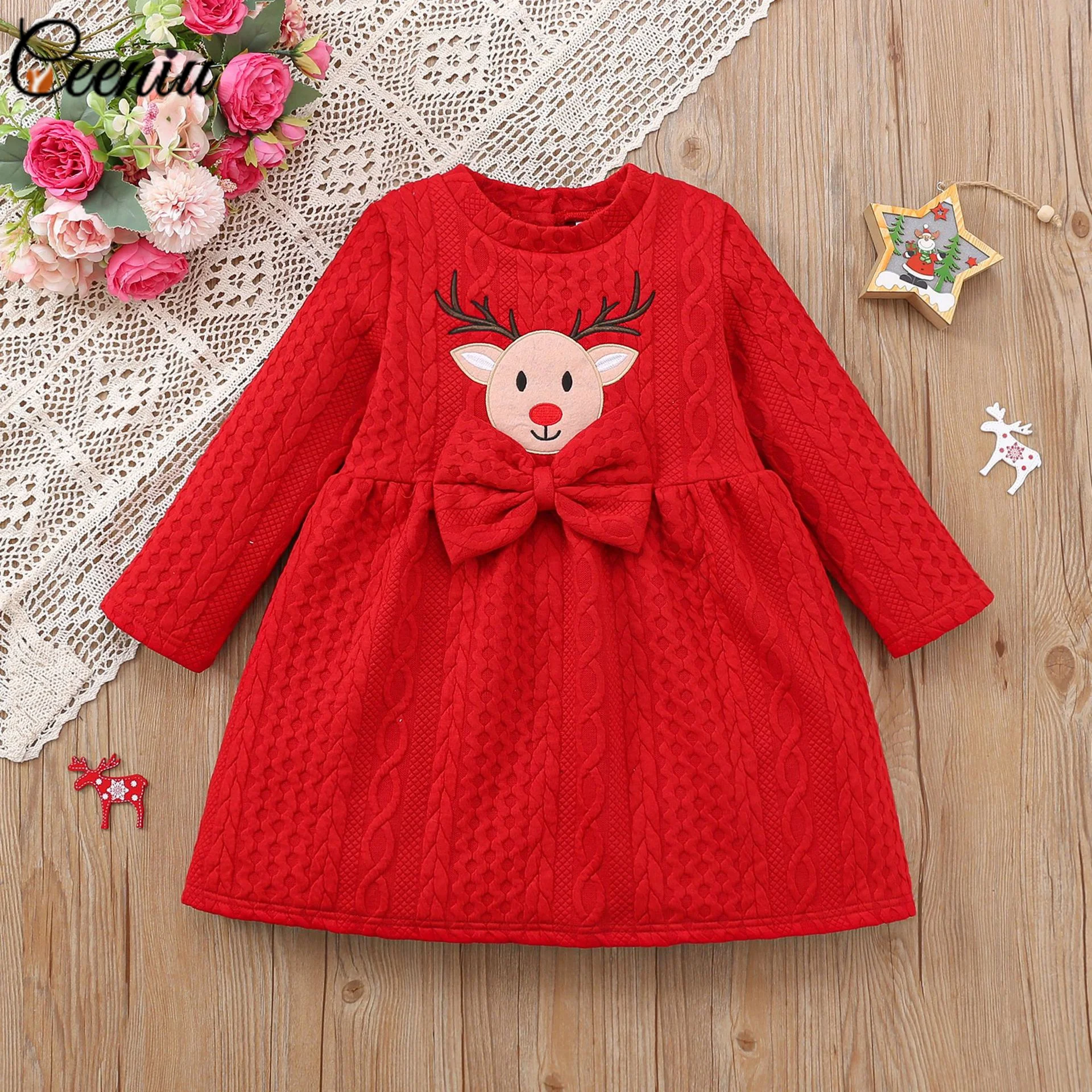 Ceeniu От 2 до 6 лет рождественские платья для девочек, зимнее красное плотное теплое платье с мультяшным оленем для нового года
Ceeniu От 2 до 6 лет рождественские платья для девочек, зимнее красное плотное теплое платье с мультяшным оленем для нового года