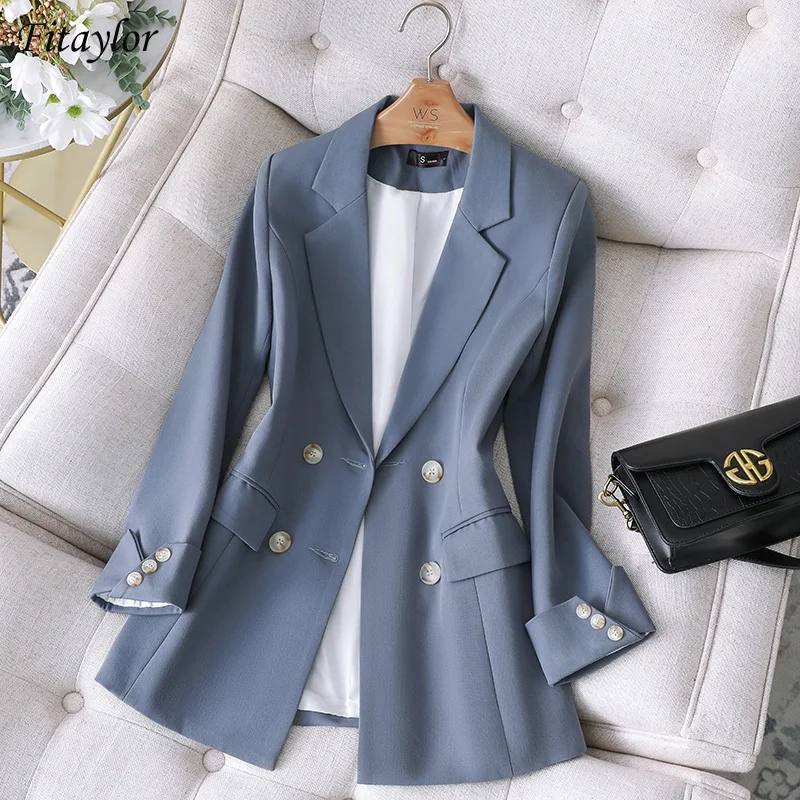 Fitaylor Spring Autumn New Double-breasted Blazer Suit Office Ladies Long Sleeve Button Design Blazers Women Slim Fashion Jacket
Fitaylor Spring Autumn New Double-breasted Blazer Suit Office Ladies Long Sleeve Button Design Blazers Women Slim Fashion Jacket