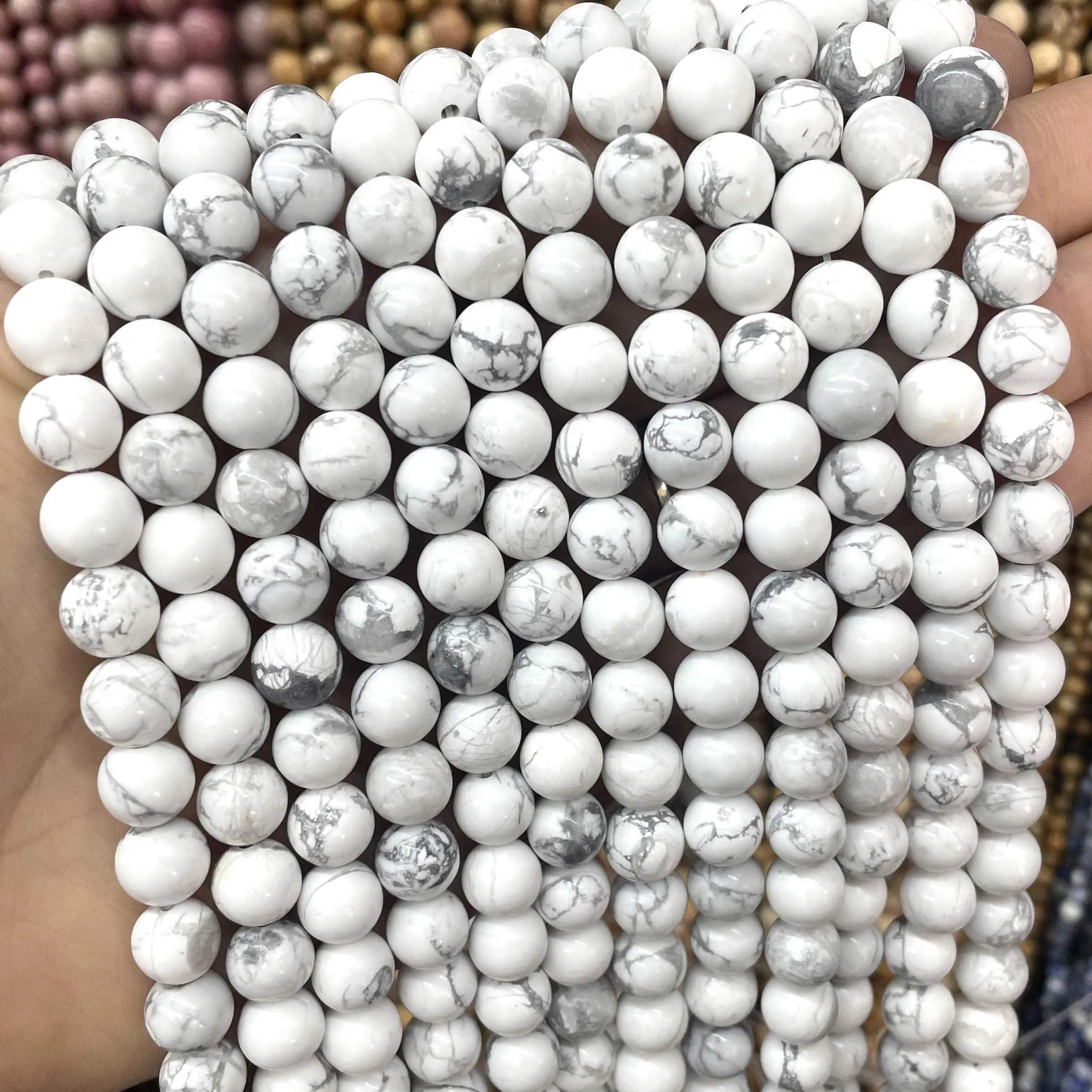 

2 3 4 6 8 10mm Natural Stone White Howlite Turquoises Round Loose Spacer Beads For Jewelry Making DIY Bracelet Necklace