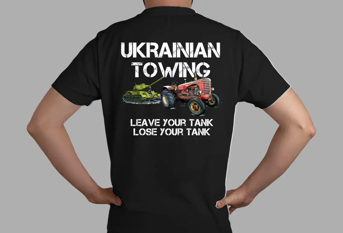 Ukrainian Towing. Funny Ukraine Tractor Pulls Tank T Shirt. Short Sleeve 100% Cotton Casual T-shirts Loose Top Size S-3XL
Ukrainian Towing. Funny Ukraine Tractor Pulls Tank T Shirt. Short Sleeve 100% Cotton Casual T-shirts Loose Top Size S-3XL