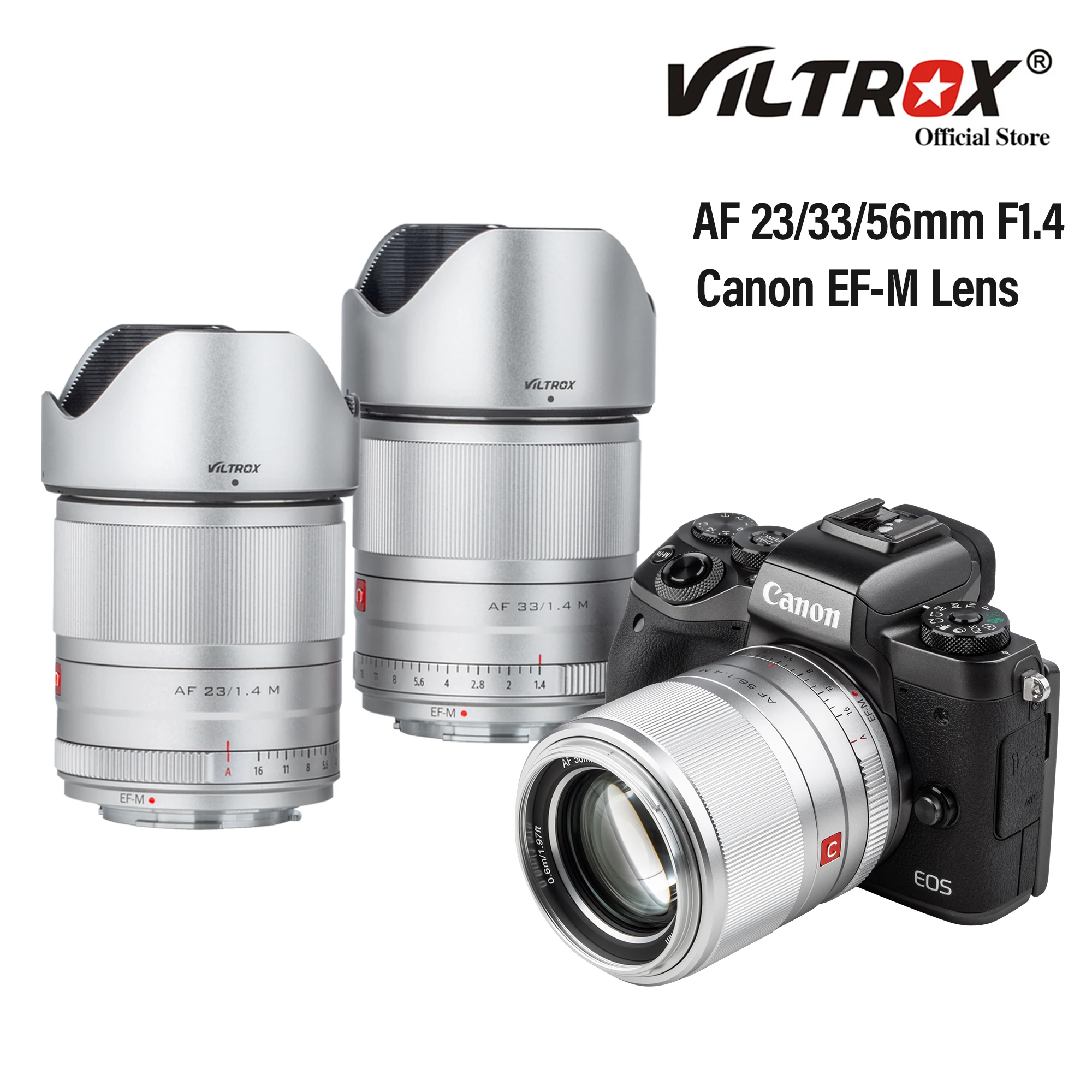 

VILTROX 56mm 33mm 23mm F1.4 Canon Lens EF-M Mount STM Autofocus APS-C Lens Canon EOS-M Mount M50 Mark II M200 M10 M3 M5 M50 M6