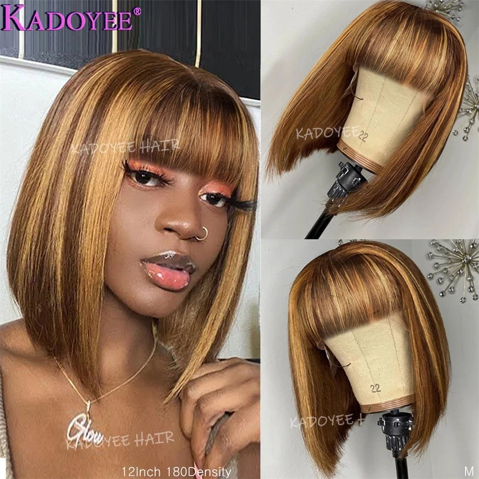Highlighted Ombre Human Hair Wigs Straight Short Bob Wig with bangs Brazilian Remy Hair Full Machine Wig Blonde Highlights Wig
Highlighted Ombre Human Hair Wigs Straight Short Bob Wig with bangs Brazilian Remy Hair Full Machine Wig Blonde Highlights Wig