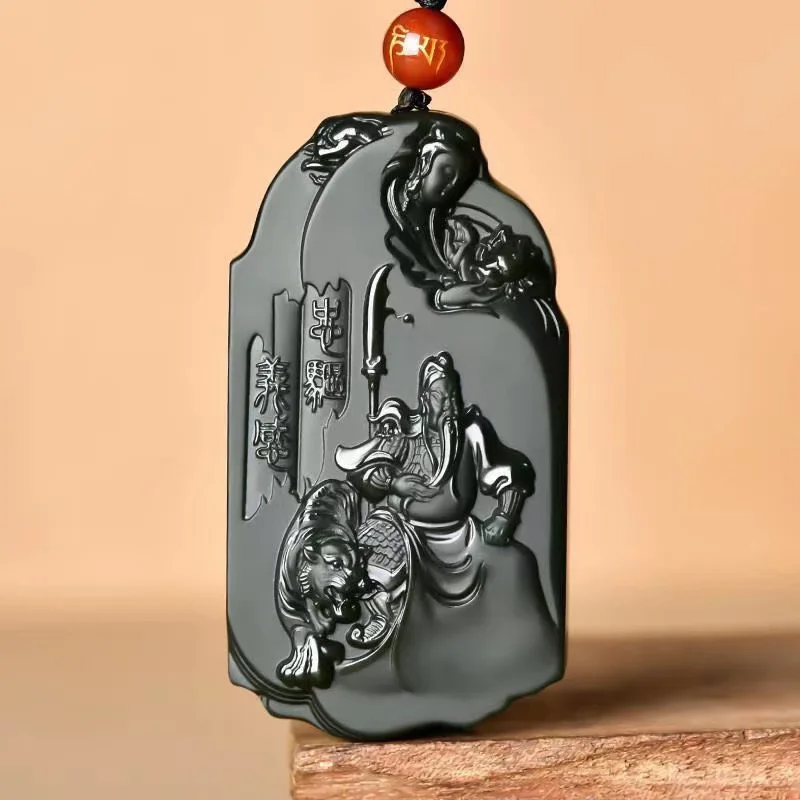 

Hot Selling Natural Hand-carve Hetian jade Cyan Guan Yu Necklace Pendant Fashion Jewelry Men Women Luck Gifts1