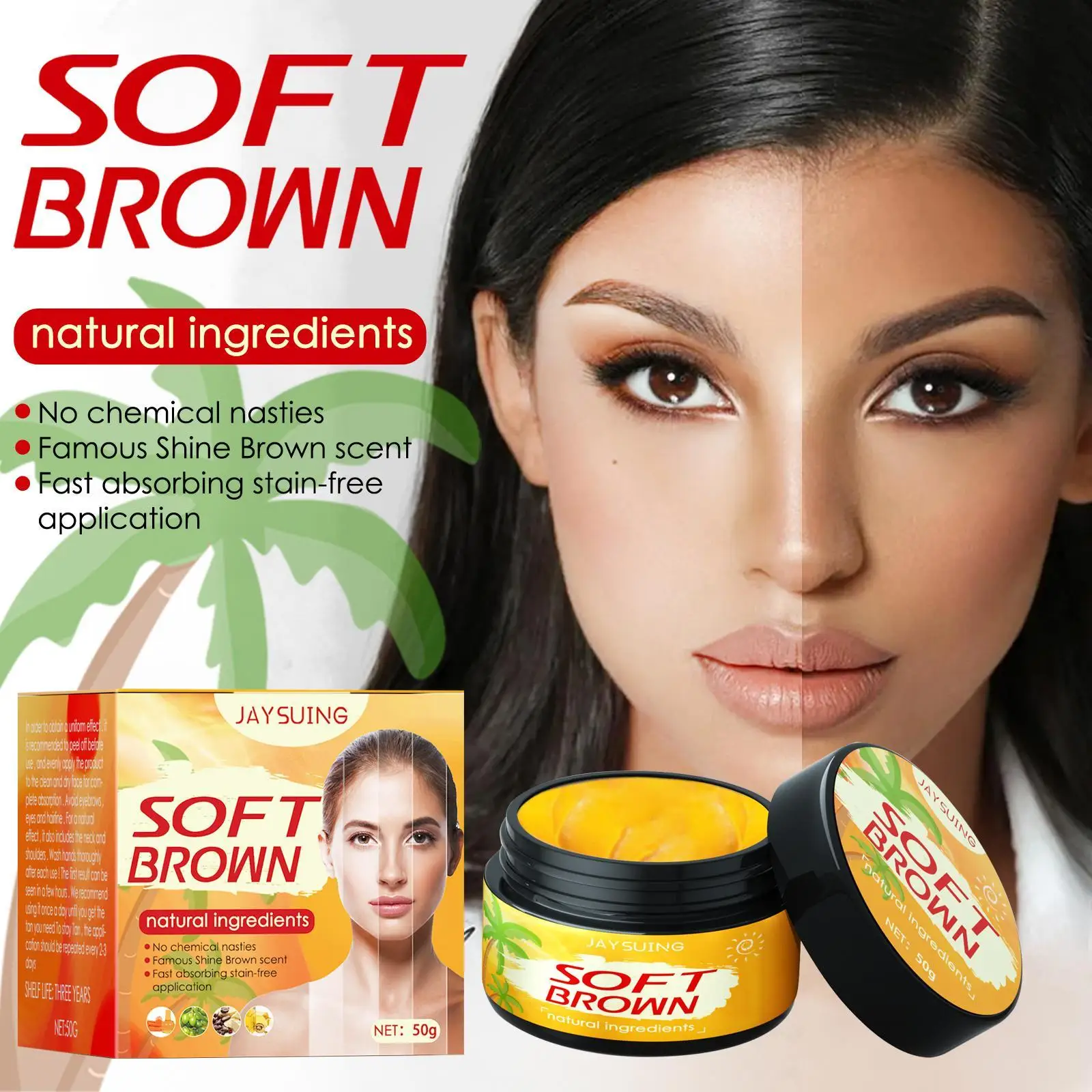 50g Self Tanning Cream Body Bronze Sunless Self Tanner For Face Body Solarium Makeup Foundation Bronzer Nourishing Lotion 
50g Self Tanning Cream Body Bronze Sunless Self Tanner For Face Body Solarium Makeup Foundation Bronzer Nourishing Lotion