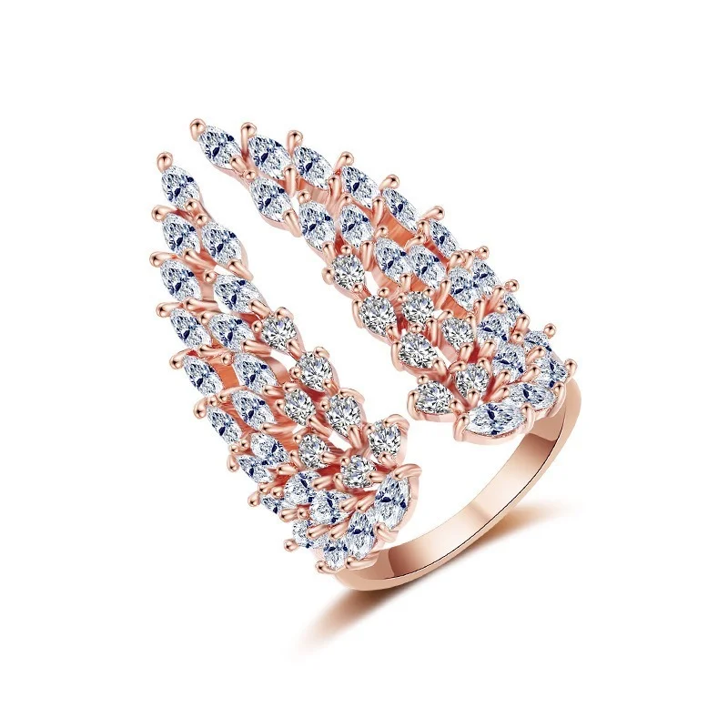 Elegant Angel Wings feathers full cubic zirconia paving female bride engagement Adjustable Ring Jewelry necklace for women
Elegant Angel Wings feathers full cubic zirconia paving female bride engagement Adjustable Ring Jewelry necklace for women