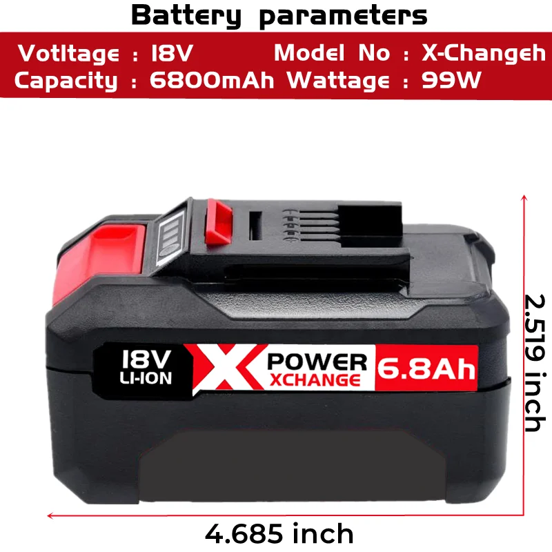 X-Ändern 6800mAh Ersatz für Einhell Power X-Ändern Batterie Kompatibel mit Alle 18V Einhell Werkzeuge batterien mit Led-anzeige
X-Ändern 6800mAh Ersatz für Einhell Power X-Ändern Batterie Kompatibel mit Alle 18V Einhell Werkzeuge batterien mit Led-anzeige