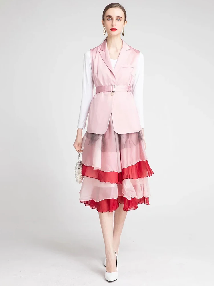 Svoryxiu 2022 Spring Summer Runway Designer Elegance Skirt Suit Women's Fashion Blazer Vest + Ruffles Skirt Two Piece Set
Svoryxiu 2022 Spring Summer Runway Designer Elegance Skirt Suit Women's Fashion Blazer Vest + Ruffles Skirt Two Piece Set