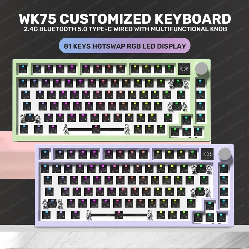 Беспроводная механическая клавиатура WK75, 81 клавиши, Bluetooth 2,4G RGB подсветка, клавиатура HotSwap с прокладкой, игровая клавиатура с индивидуальным дизайном
Беспроводная механическая клавиатура WK75, 81 клавиши, Bluetooth 2,4G RGB подсветка, клавиатура HotSwap с прокладкой, игровая клавиатура с индивидуальным дизайном