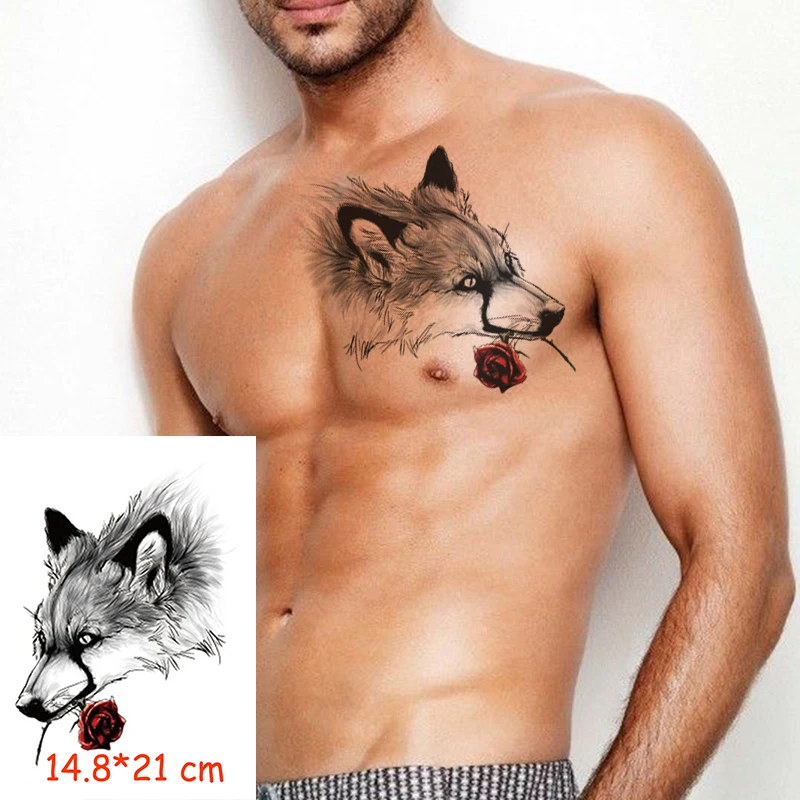 Waterproof Temporary Tattoo Sticker wolf animal rose flower tatoo water transfer fake tatoo flash tatto Woman Man kid 14.8*21 cm
Waterproof Temporary Tattoo Sticker wolf animal rose flower tatoo water transfer fake tatoo flash tatto Woman Man kid 14.8*21 cm