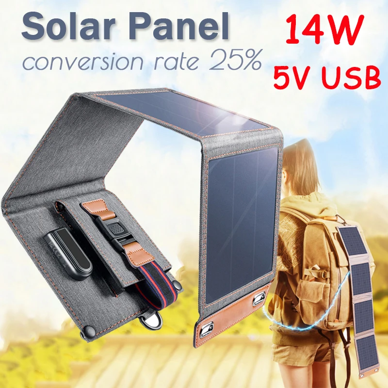 

Fast Charge Real 14W SunPower Solar Panels Charger 5V Dual USB Solar Cell Battery Outdoor Camping Travel Emergency Solar Bank