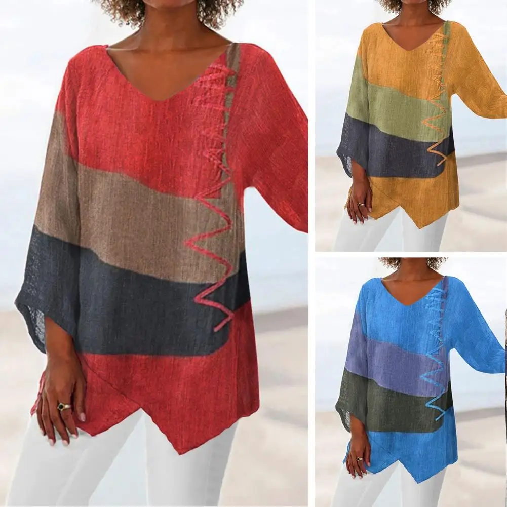 Stylish Pullover Blouse Irregular Hem Dressing Up Quick Drying Women Patchwork Color Shirt Top
Stylish Pullover Blouse Irregular Hem Dressing Up Quick Drying Women Patchwork Color Shirt Top