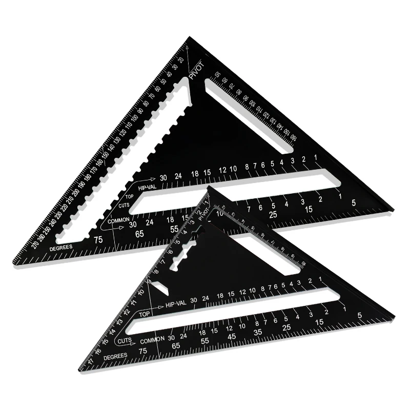 7/12 Inch Angle Ruler Metric Imperial Aluminum Alloy Triangular Measuring Ruler Woodwork Speed Square Triangle Angle Protractor
7/12 Inch Angle Ruler Metric Imperial Aluminum Alloy Triangular Measuring Ruler Woodwork Speed Square Triangle Angle Protractor