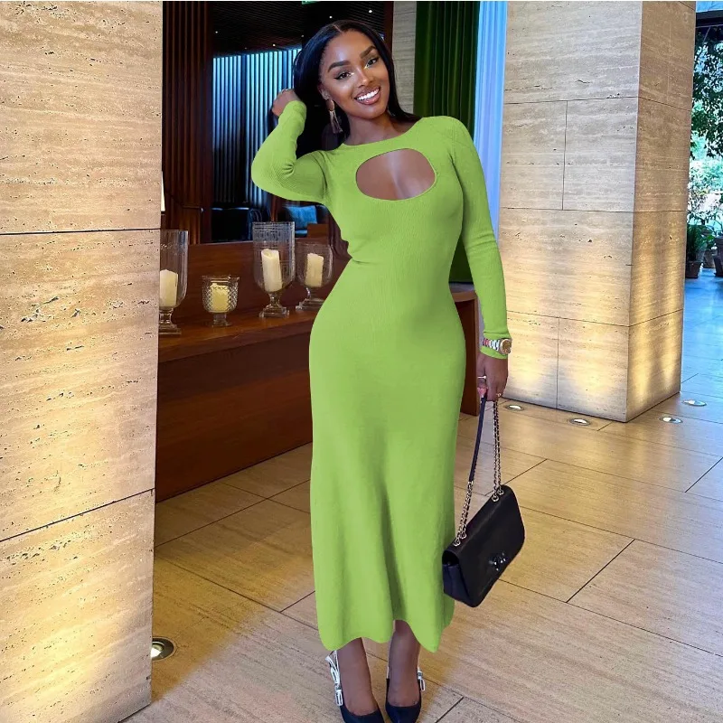 Knitted Ribbed Hollow Out Slim Maxi Dress Women Autumn 2023 O Neck Long Sleeve High Waist Hips Wrapped Elegant Dresses Partywear
Knitted Ribbed Hollow Out Slim Maxi Dress Women Autumn 2023 O Neck Long Sleeve High Waist Hips Wrapped Elegant Dresses Partywear