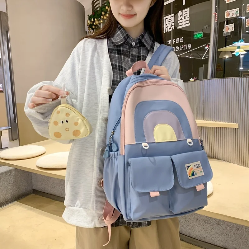 Водонепроницаемый нейлоновый школьный Радужный рюкзак для девочек-подростков