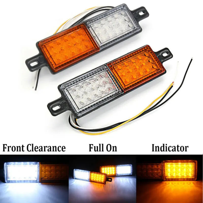 2x Universal Truck Trailer Bull Bar Front Bumper LED Indicator Lights Side Marker Lamp 12V-24V 30LED White Amber Parking Lights
2x Universal Truck Trailer Bull Bar Front Bumper LED Indicator Lights Side Marker Lamp 12V-24V 30LED White Amber Parking Lights