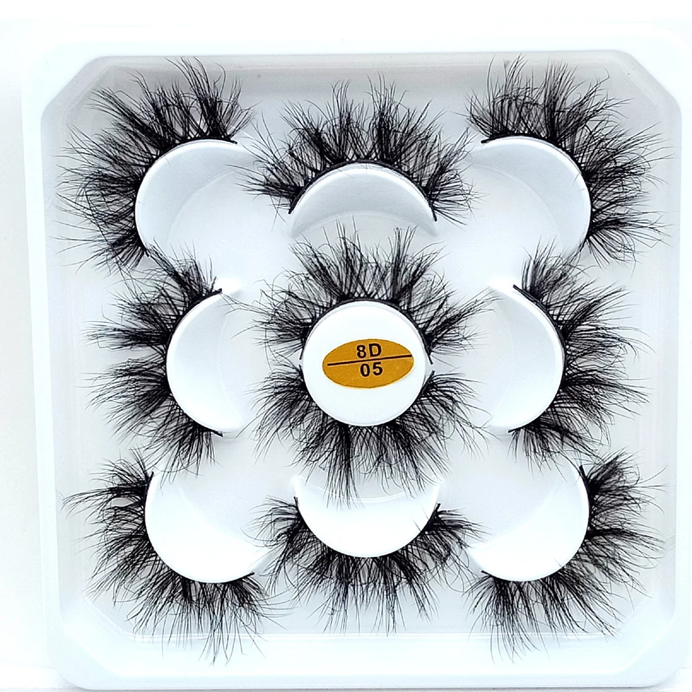 

5pairs 25mm Mink Eyelashes Fluffy Messy Long 3d Mink Lashes Dramatic Lasting False Eyelash Makeup Wholesale Reusable Lash Bulk