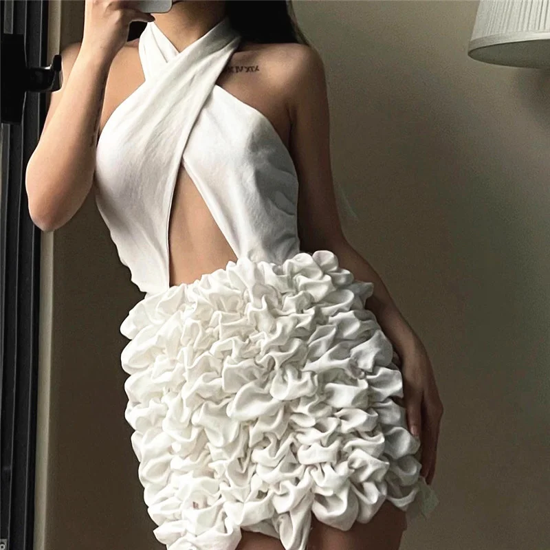 Женское плиссированное платье с цветочным принтом, летнее модное дизайнерское мини-платье с открытой спиной и перекрестным вырезом, Клубно... 
Женское плиссированное платье с цветочным принтом, летнее модное дизайнерское мини-платье с открытой спиной и перекрестным вырезом, Клубно...