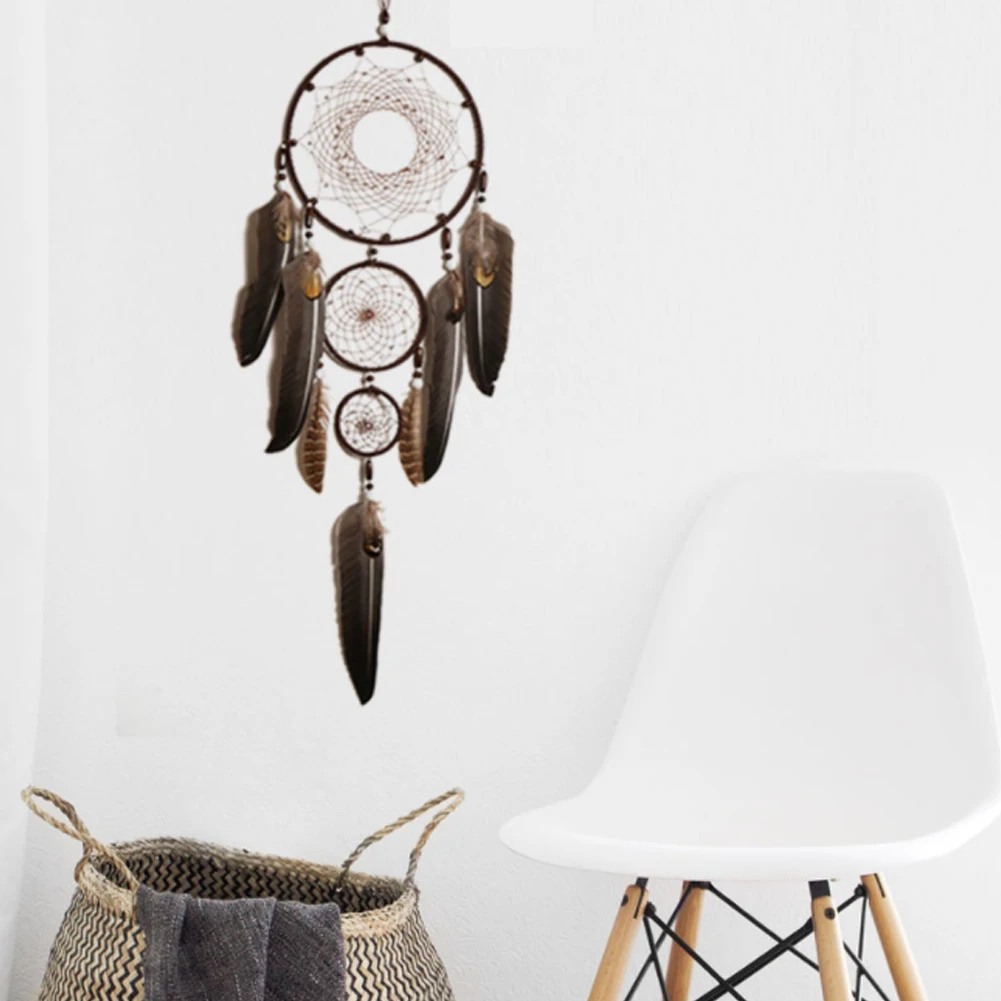 Dream Catcher Handmade 3 Rings with Pearls Natural Feathers Indian Car Wall Hanging Ornament Net for Home Living Room Decor
Dream Catcher Handmade 3 Rings with Pearls Natural Feathers Indian Car Wall Hanging Ornament Net for Home Living Room Decor