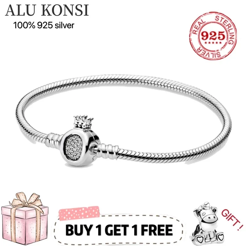 ALU KONSI,2022 Hot sale 100% 925 Sterling Silver pan crown Bracelet Snake Chain Bangle Fit Original Charms For Women DIY Jewelry
ALU KONSI,2022 Hot sale 100% 925 Sterling Silver pan crown Bracelet Snake Chain Bangle Fit Original Charms For Women DIY Jewelry