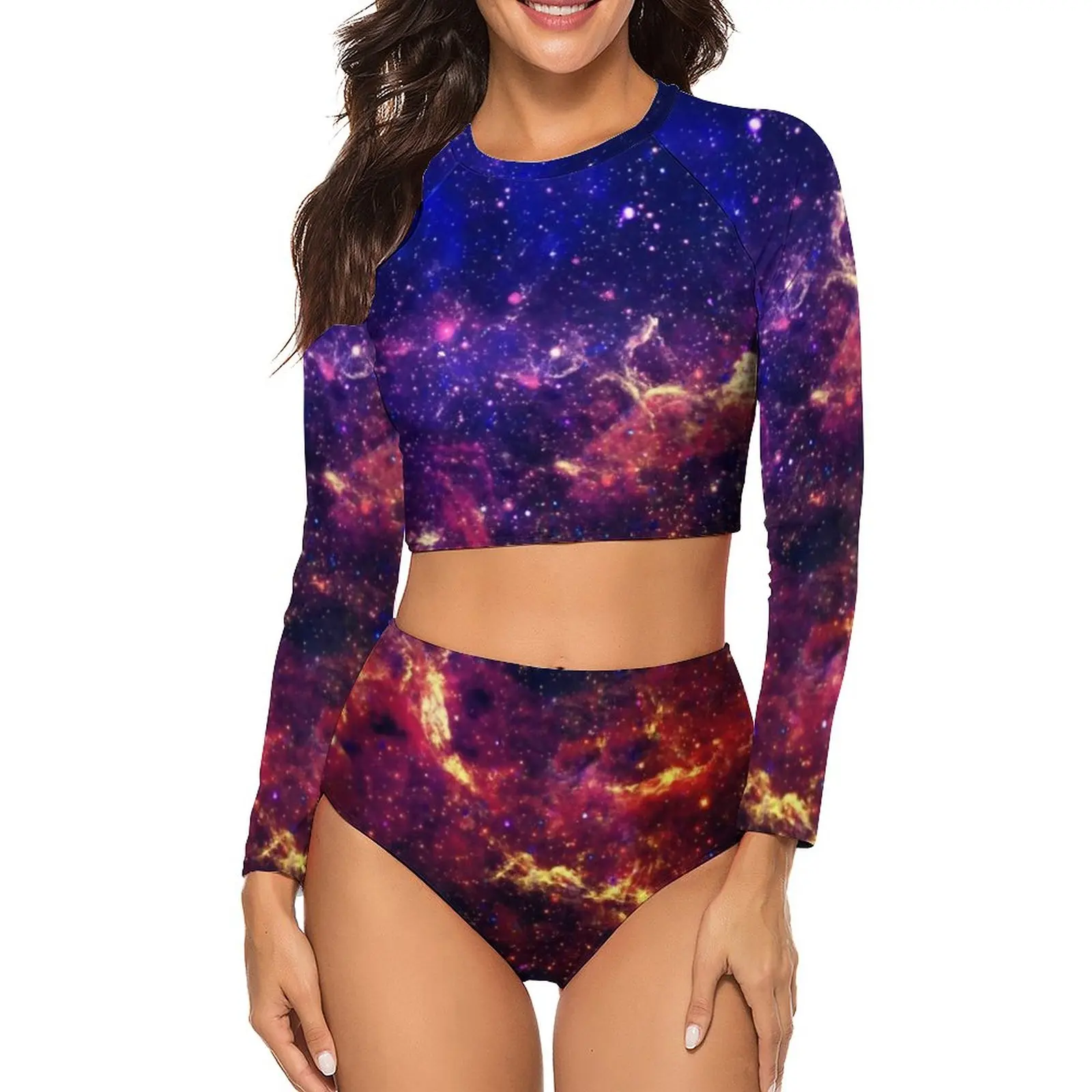 

Sexy Galaxy Bikinis Set Outer Space Trendy Colorful Bikini Swimsuit Sleeve Swimwear Sport Print Feminine Bikinis Beach Wear