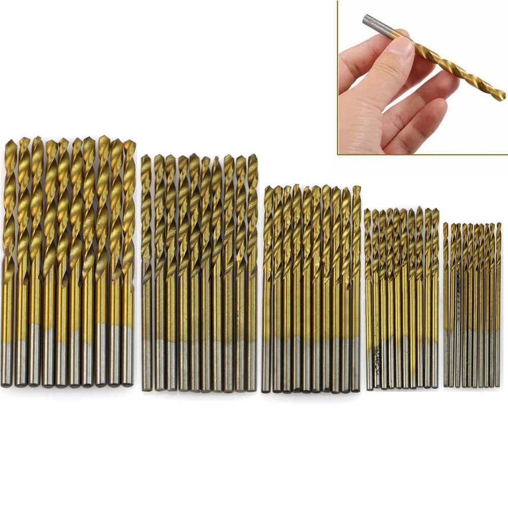 50pcs 1/1.5/2/2.5/3mm Titanium Coated HSS High Speed Steel Spiral Drill Bit Set For Drilling Hole On The Wood Plastic Drill Bit
50pcs 1/1.5/2/2.5/3mm Titanium Coated HSS High Speed Steel Spiral Drill Bit Set For Drilling Hole On The Wood Plastic Drill Bit