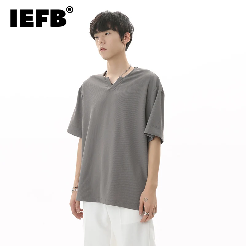 IEFB Men's Simplicity T-shirts Niche Design Small V-neck Tee Summer New Casual Office Lady Tops Solid Color Short Sleeve 9C542
IEFB Men's Simplicity T-shirts Niche Design Small V-neck Tee Summer New Casual Office Lady Tops Solid Color Short Sleeve 9C542