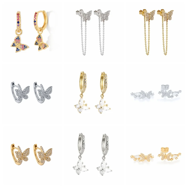 GS Zircon Butterfly Charm Dangle Earrings Collection For Women White Crystal Pave Circle Earrings Wedding Party Jewelry Gift
GS Zircon Butterfly Charm Dangle Earrings Collection For Women White Crystal Pave Circle Earrings Wedding Party Jewelry Gift