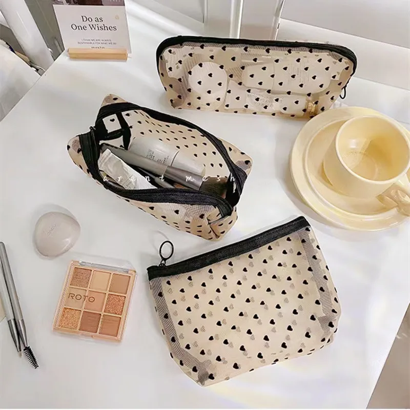 New Love Design Mesh Transparent Cosmetic Bag Cute Makeup Storage Bag Contracted Travel Toiletry Bag
New Love Design Mesh Transparent Cosmetic Bag Cute Makeup Storage Bag Contracted Travel Toiletry Bag