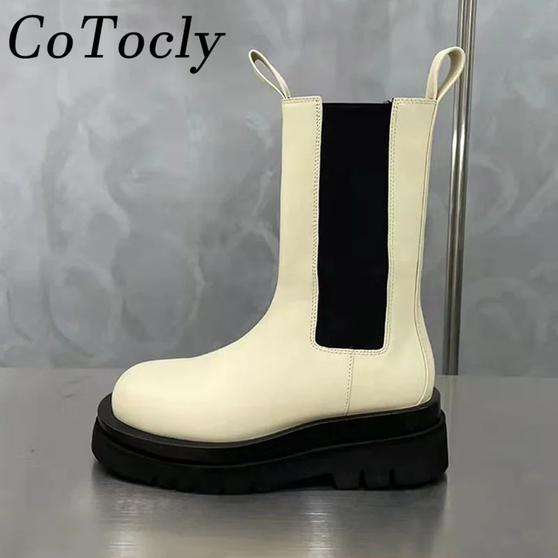 Genuine Leather Motorcycle Boots Women Round Toe Thick Sole Short Boots Platform Shoes Women Flat Chelsea Boots Woman
Genuine Leather Motorcycle Boots Women Round Toe Thick Sole Short Boots Platform Shoes Women Flat Chelsea Boots Woman
