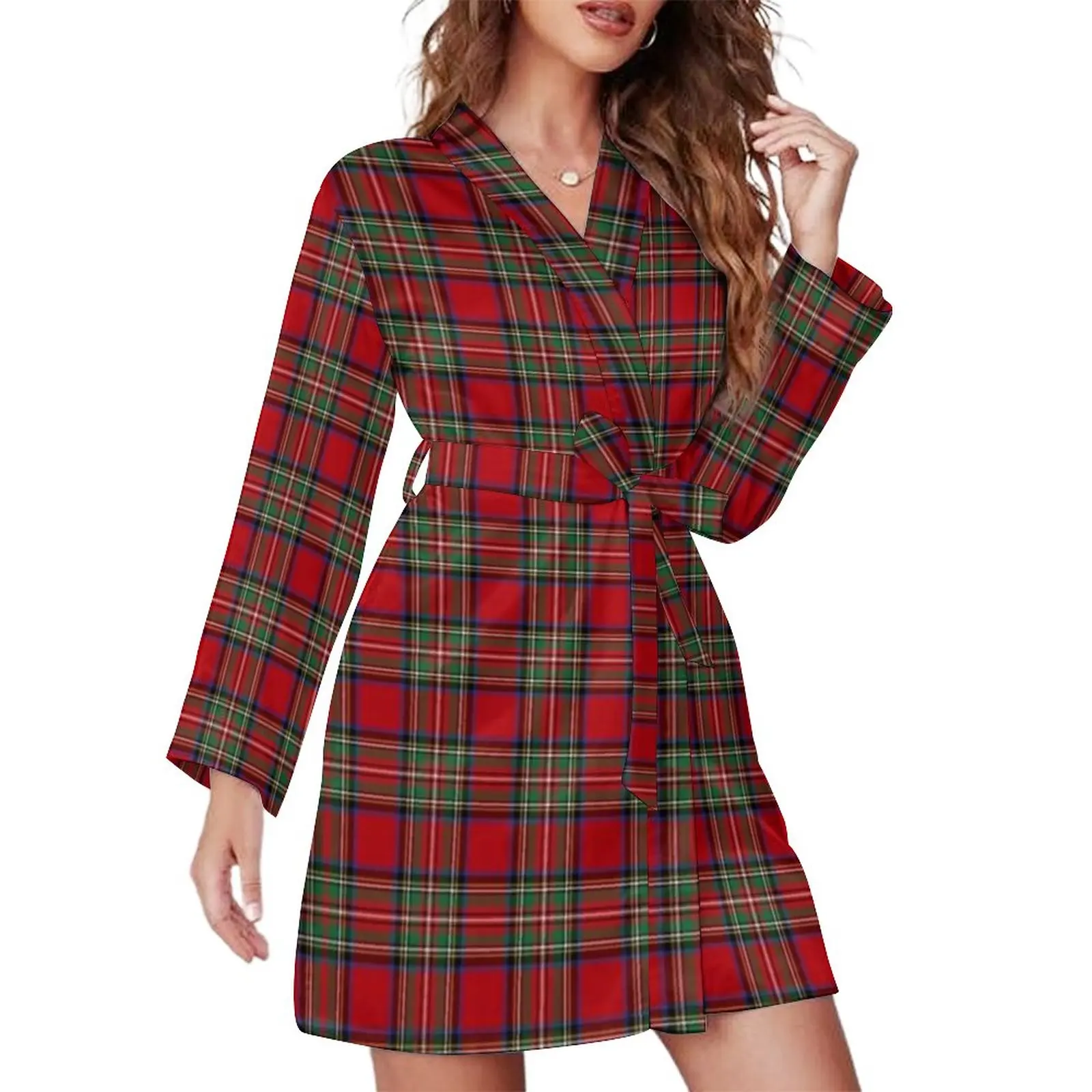Royal Tartan Plaid Pajama Robe Red Green ClassicTraditional Long Sleeve Kawaii Pajamas Robes Womens V Neck Comfortable Nightgown 
Royal Tartan Plaid Pajama Robe Red Green ClassicTraditional Long Sleeve Kawaii Pajamas Robes Womens V Neck Comfortable Nightgown