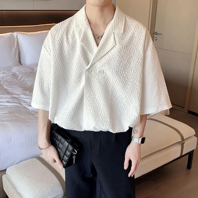 Summer Ins Abstinence Handsome Short Sleeve Shirt Men Blazer High Street Korean Business Shirts Black Casual Shirts Four Seasons
Summer Ins Abstinence Handsome Short Sleeve Shirt Men Blazer High Street Korean Business Shirts Black Casual Shirts Four Seasons