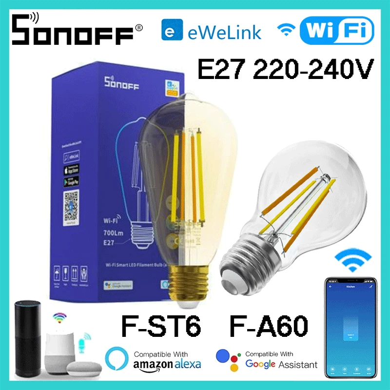 Умная Светодиодная лампа накаливания SONOFF B02-F A60/ST64 с Wi-Fi, E27, умный дом через приложение Ewelink, дистанционное управление, двухцветная искусстве...
Умная Светодиодная лампа накаливания SONOFF B02-F A60/ST64 с Wi-Fi, E27, умный дом через приложение Ewelink, дистанционное управление, двухцветная искусстве...