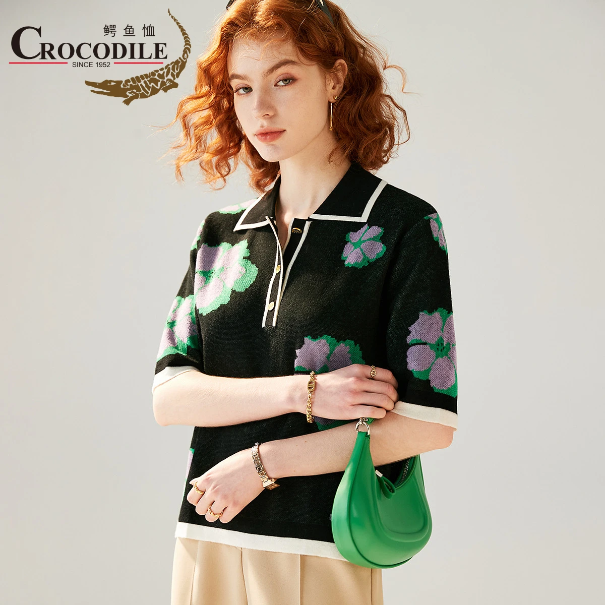 Crocodie 2023 Spring Summer Vintage POLO Collar Mixed Woolen Sweater For Women Jacquard Design Knitwear Black Color Short Top
Crocodie 2023 Spring Summer Vintage POLO Collar Mixed Woolen Sweater For Women Jacquard Design Knitwear Black Color Short Top