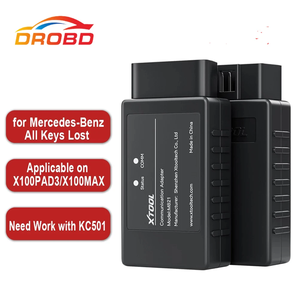 XTOOL Newest M821 Adapter for Mercedes-Benz All Key Lost For Programmer KC501 Applicable on X100 Pad3 / X100 Max
XTOOL Newest M821 Adapter for Mercedes-Benz All Key Lost For Programmer KC501 Applicable on X100 Pad3 / X100 Max